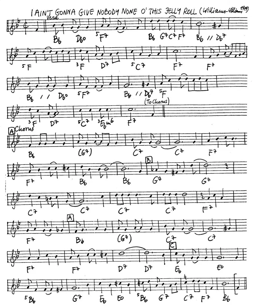 i ain't gonna give nobody none free jazz leadsheet - Courtesy of the Jungle Jazz Band